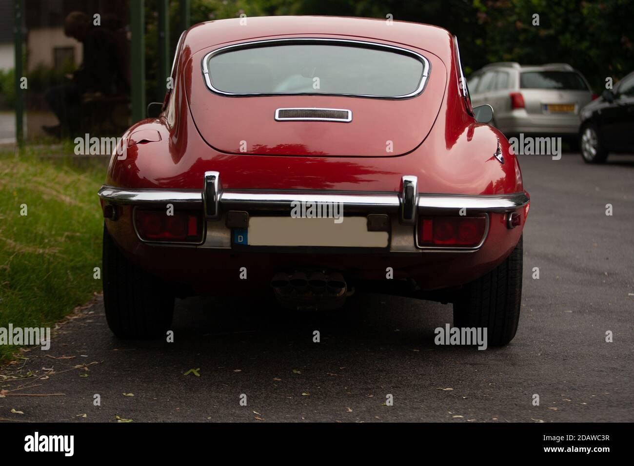 Red car from behind outdoors Stock Photo - Alamy