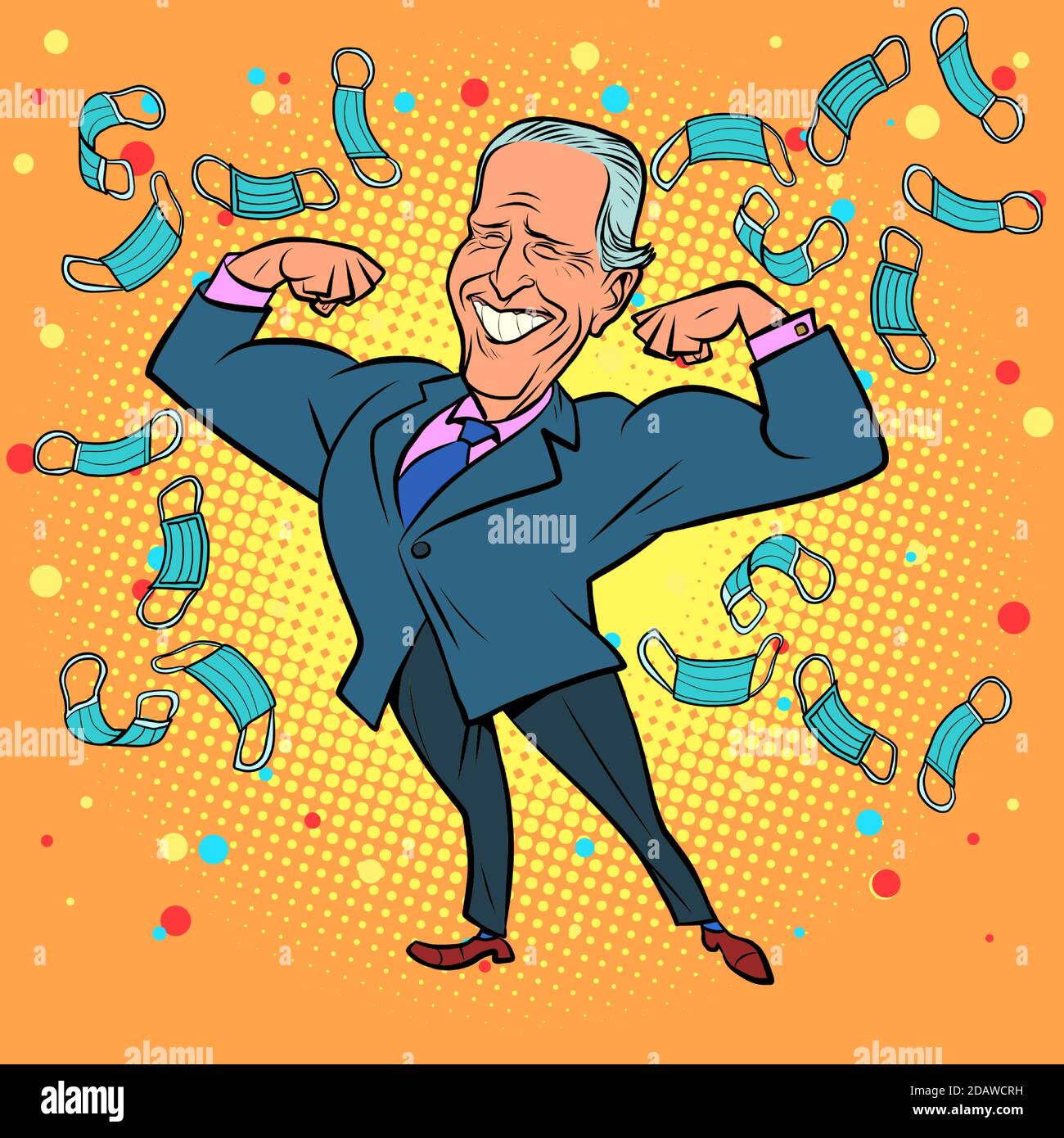 Joe Biden election winner President of the United States and medical masks Stock Vector
