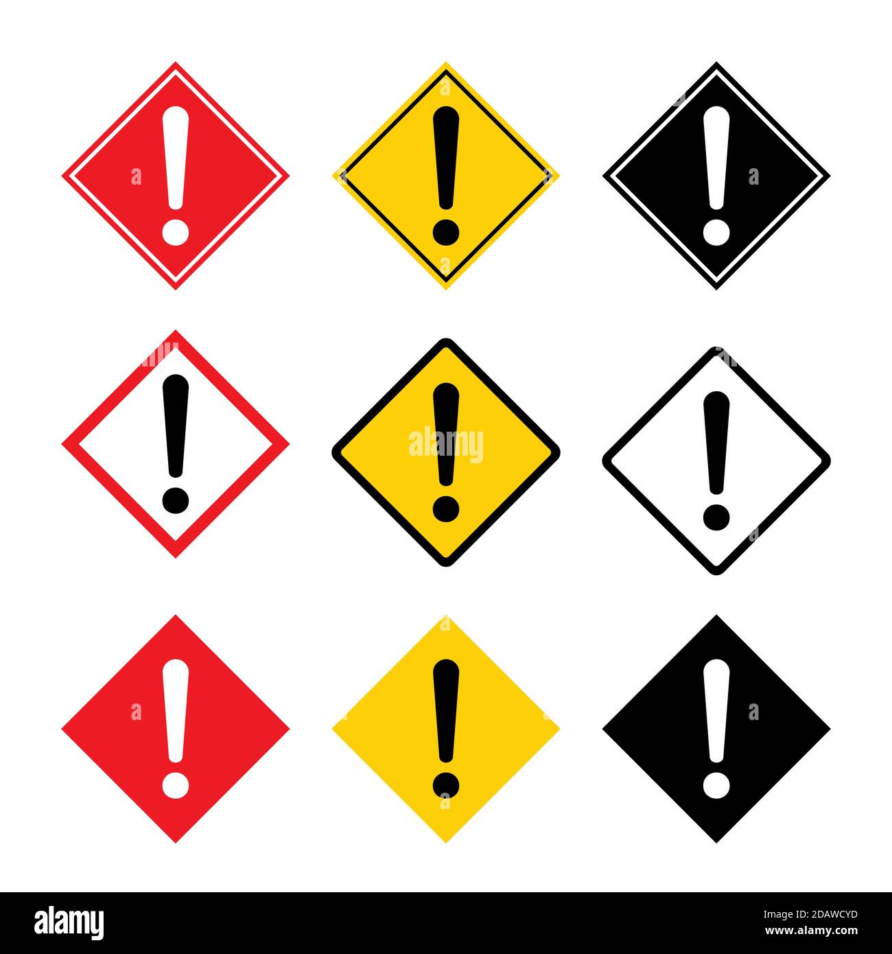 Set of hazard warning, warn symbol vector icon flat sign symbol with ...