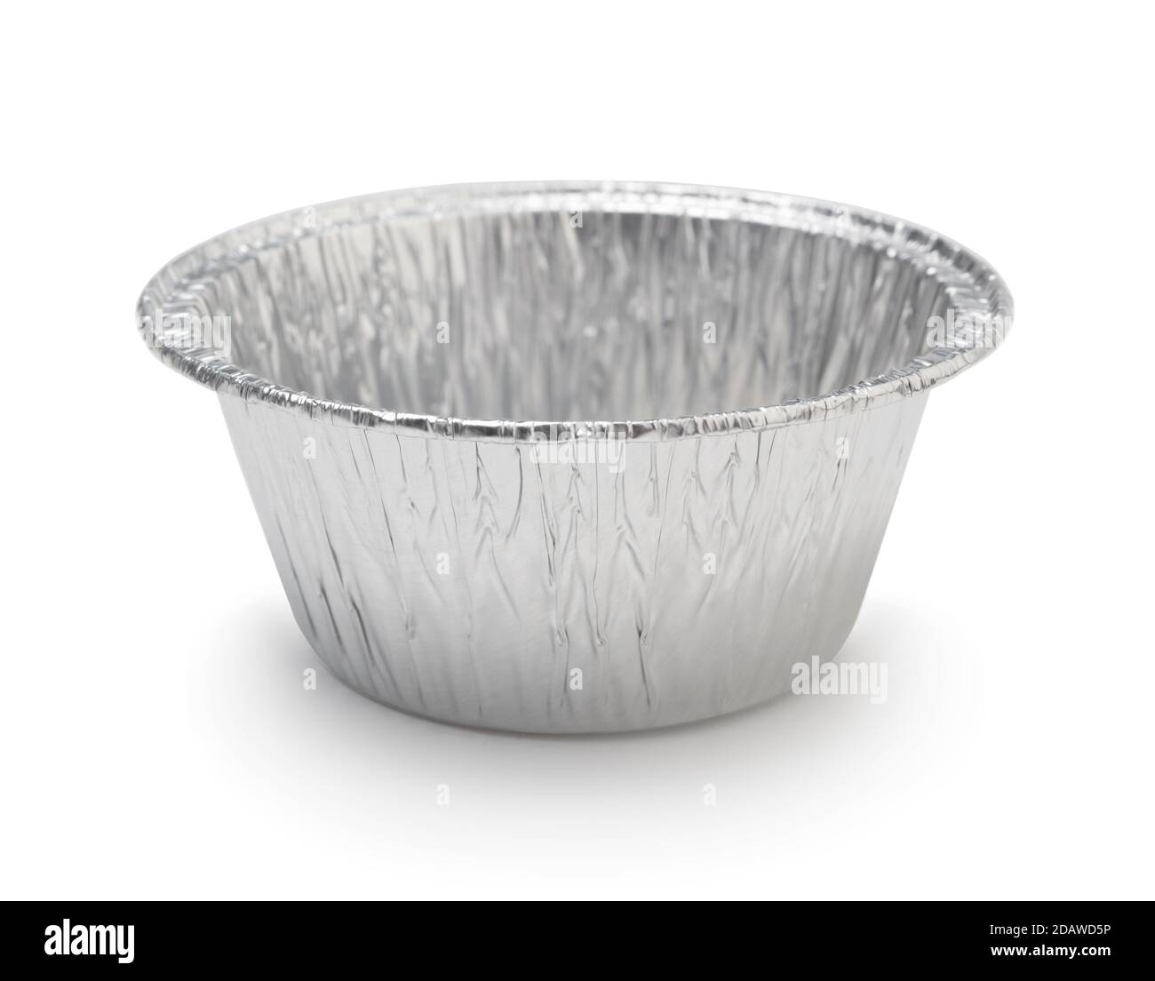 Small aluminum cupcake pan isolated on white. Front view Stock Photo