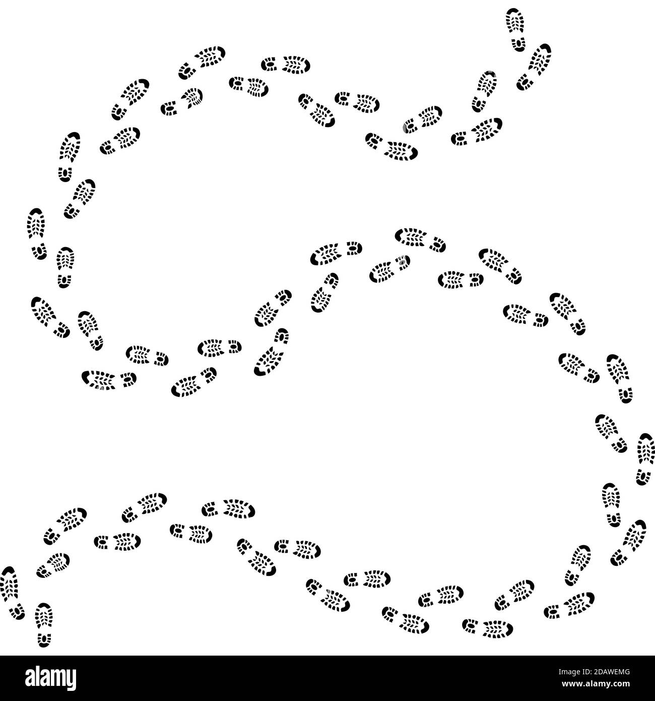 Footsteps footprint trekking route. Follow foot steps track human trail