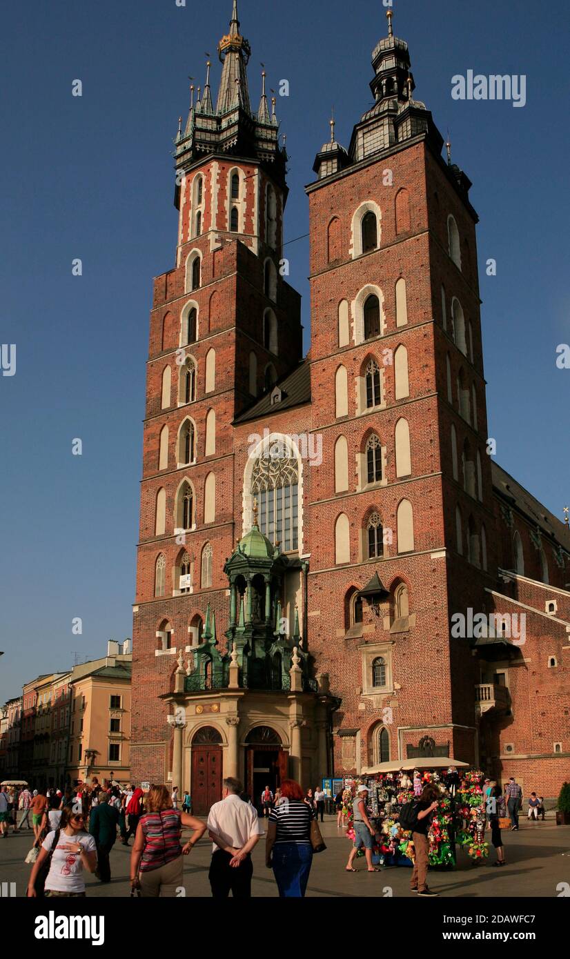 Basilica of St. Mary. Every full hour from the tower, a trumpet plays