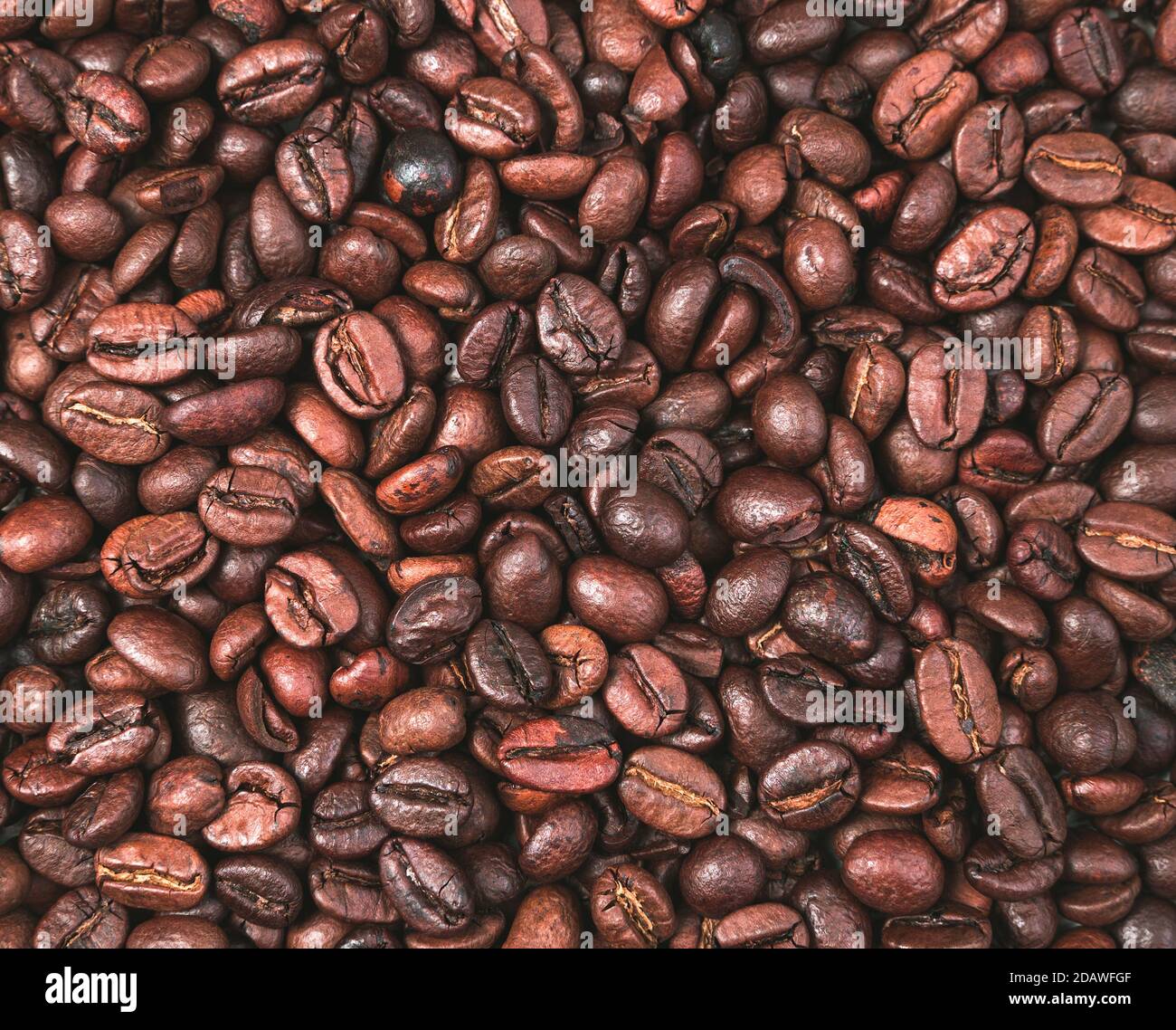 Coffee beans close-up. The view from the top. Stock Photo