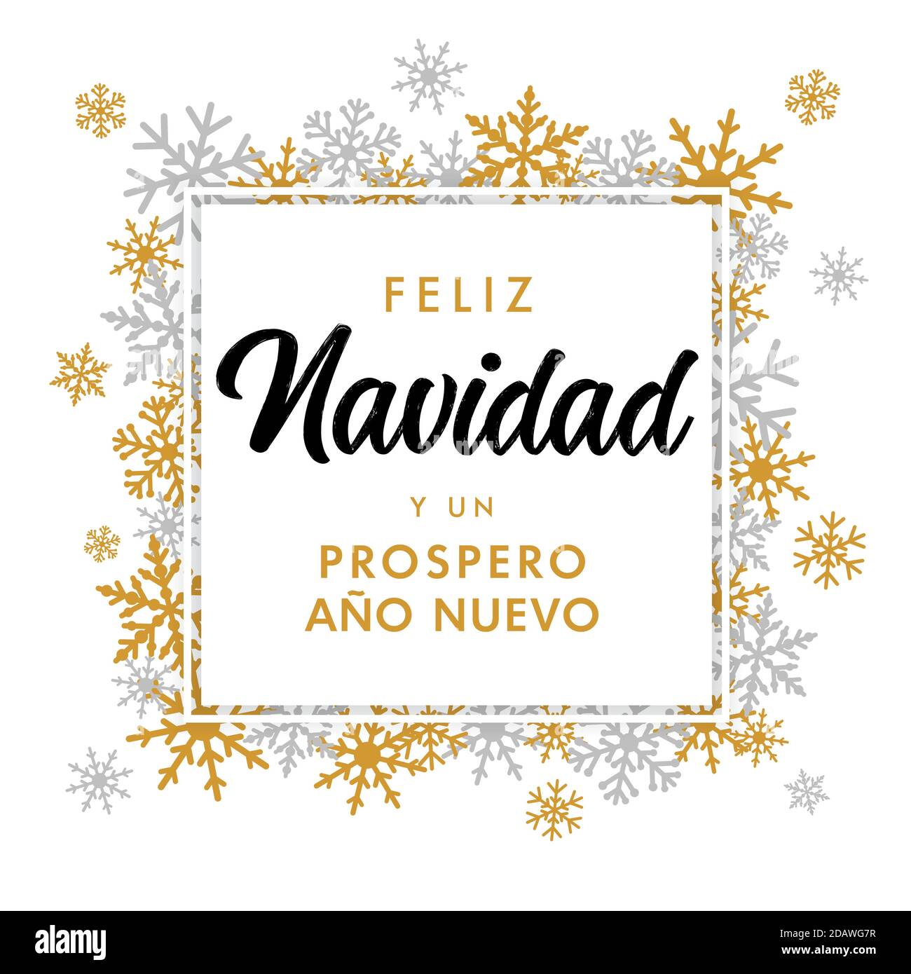 Feliz Navidad Spanish Golden Text Prospero Ano Nuevo, Translate: Merry Christmas And Happy New Year. Vector Greeting For Happy New Year In Spain Of Wi Stock Vector Image & Art - Alamy