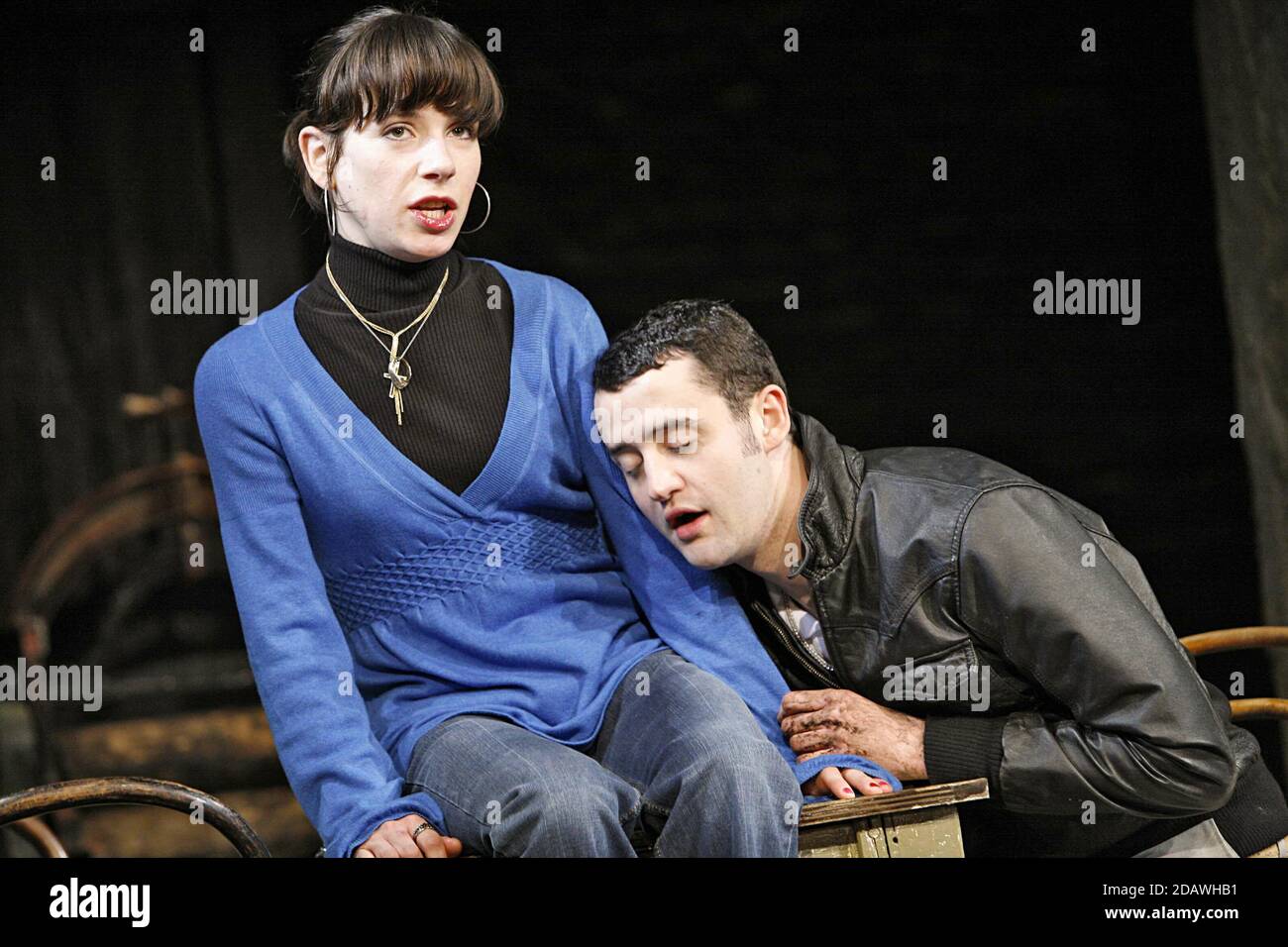 Sally Hawkins (Girl), Daniel Mays (Patsy) in THE WINTERLING by Jez Butterworth at the Jerwood Theatre Downstairs, Royal Court Theatre, London SW1  09/03/2006  music: Stephen Warbeck  design: Ultz  lighting: Johanna Town  director: Ian Rickson Stock Photo