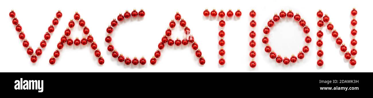 Red Christmas Ball Ornament Building Word Vacation Stock Photo