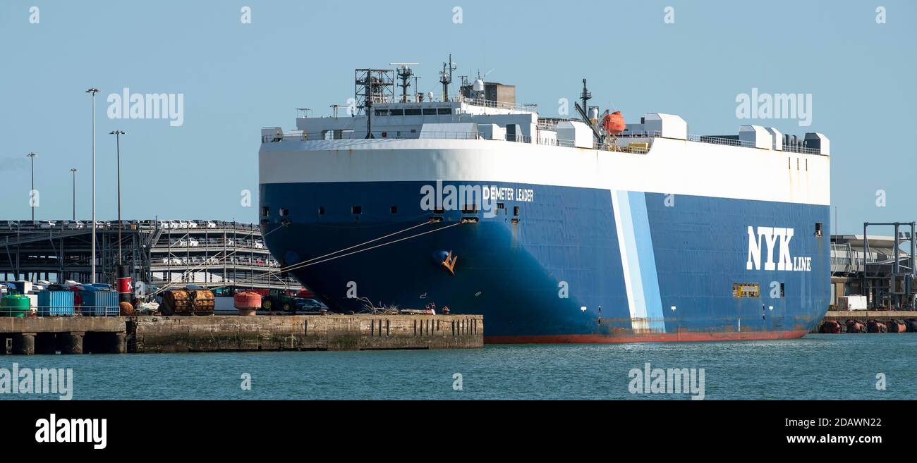 Southampton, England, UK. 2020.  A vehicle cargo vessel berthed in Port of Southampton, UK Stock Photo