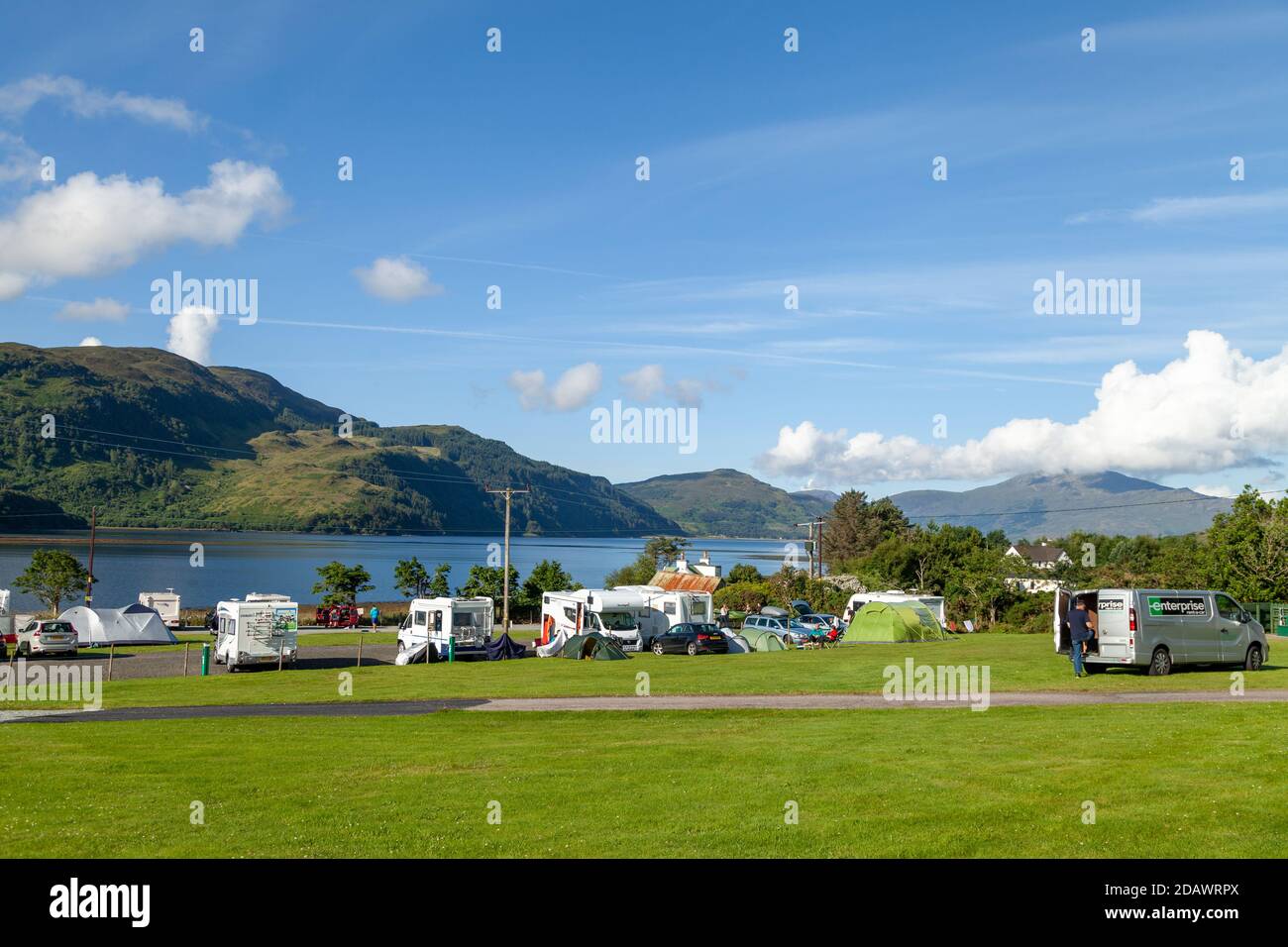 A view of Loch Alsh from a campsite along it's shores. Stock Photo