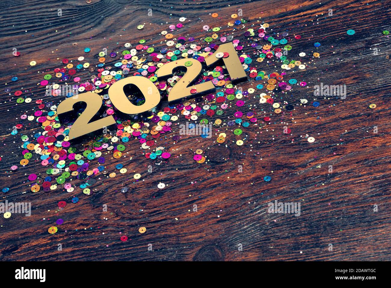Happy New Year. Symbol from number 2021 on abstract background Stock Photo