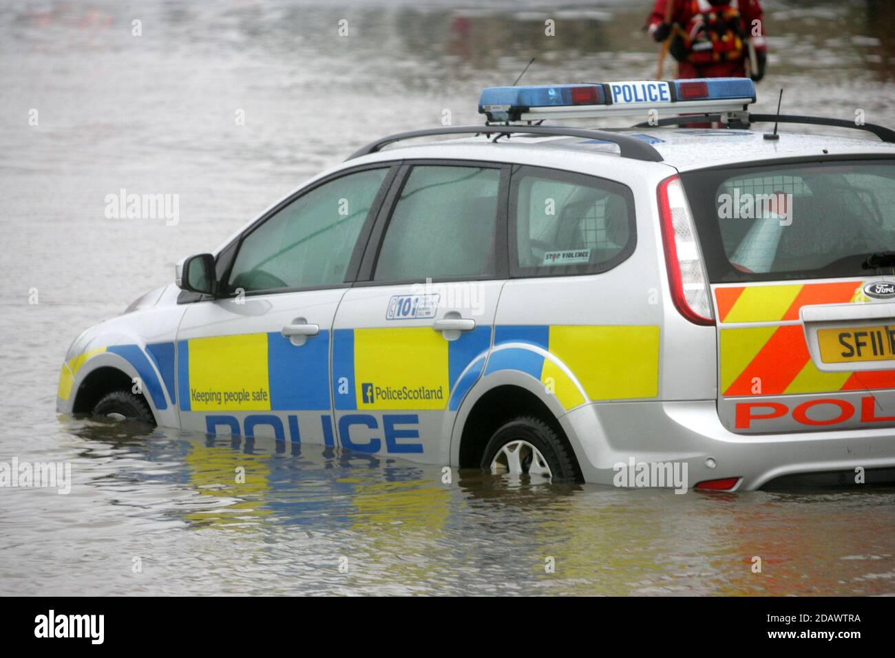 Flooding New Cumnock , Ayrshire, Scotland As A River Burst It.