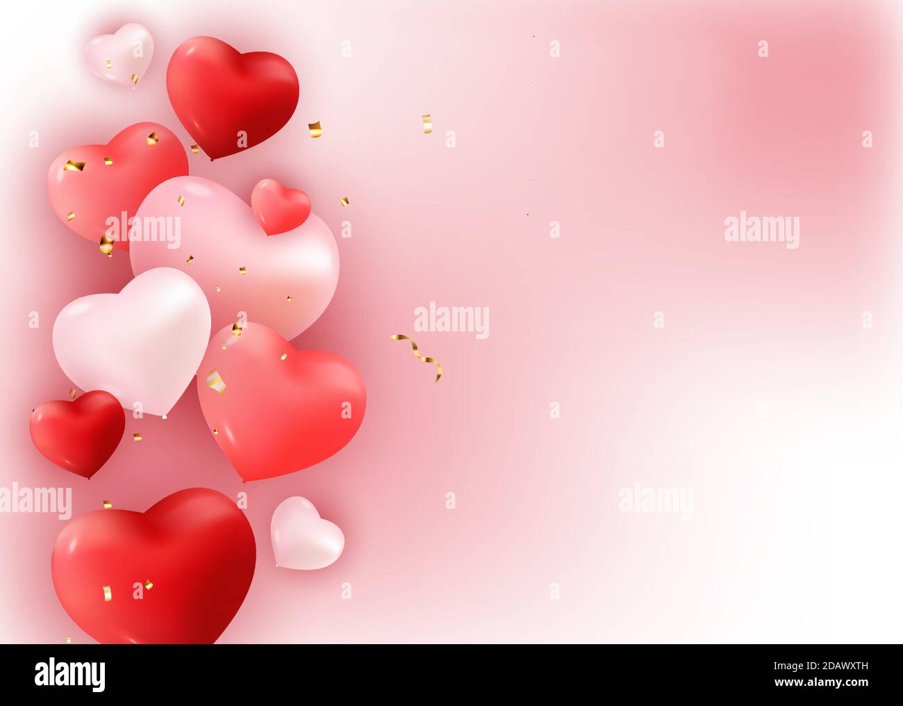 Balloons with Hearts on white Vector Illustration Stock Vector Image ...