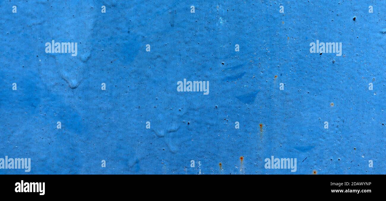 Old blue paint stains on rust metal texture. Abstract vintage blue paint background Stock Photo