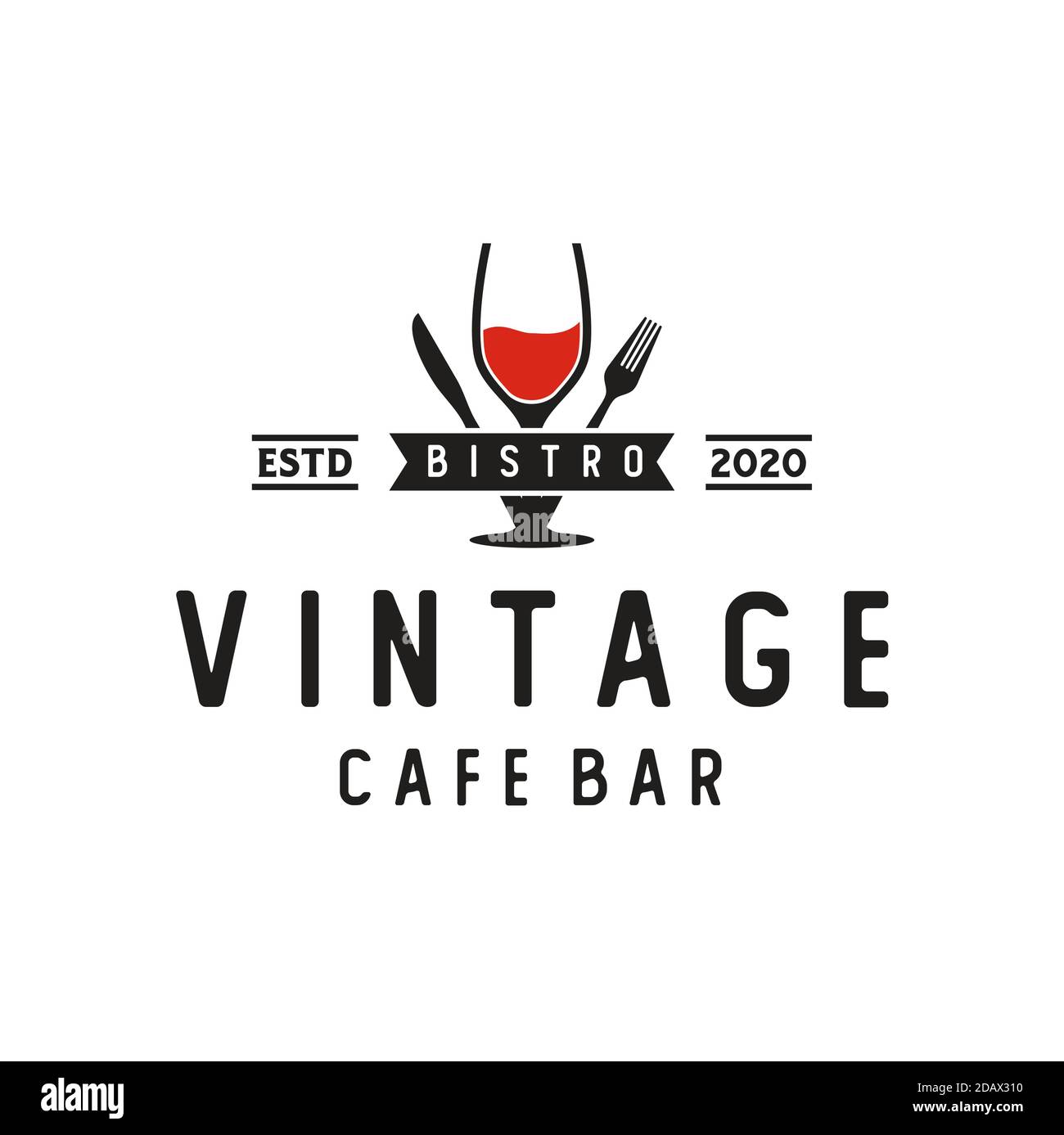 Wine Glass Spoon Fork Knife Restaurant Vintage Retro Bar Bistro Logo