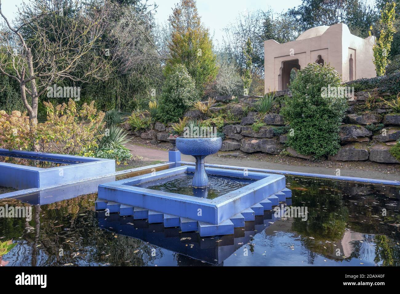 Landgraaf, Netherlands, October 26, 2019: Moroccan garden copy in the park Mondo Verde Stock Photo