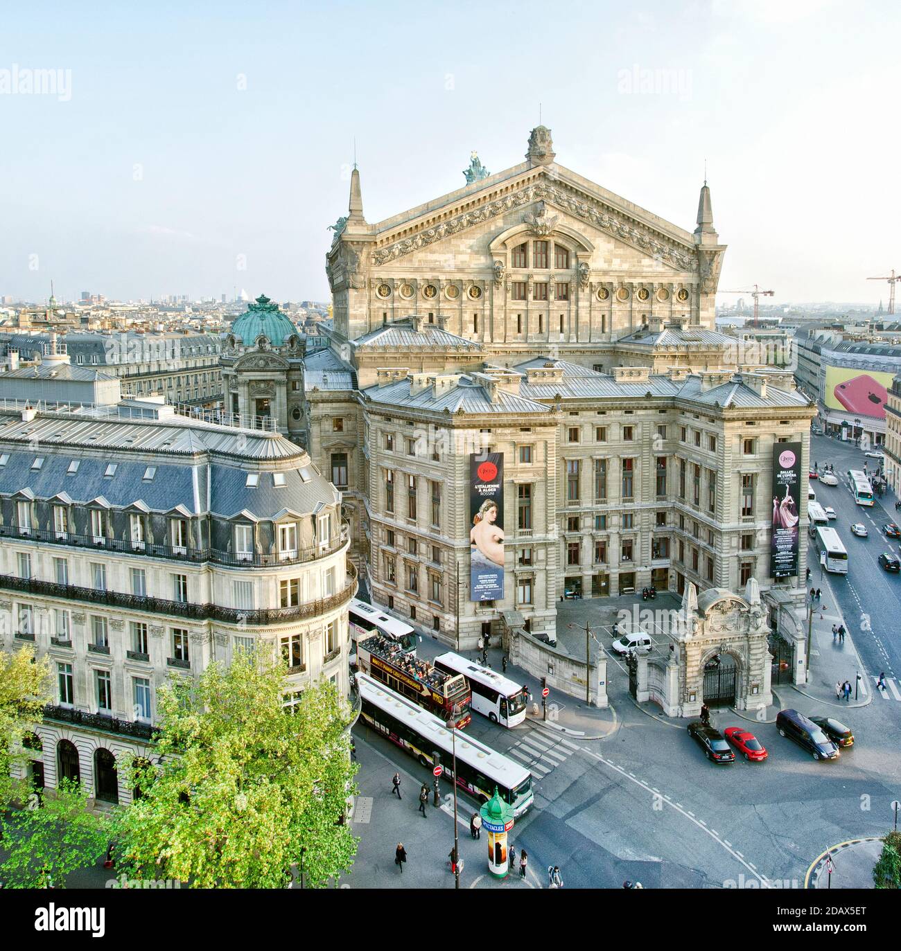 Photot of Opera Garnier's building. View from Galeries Lafayette. Paris, France. The Palais Garnier (Garnier Palace) or Opera Garnier, is a 1,979-seat Stock Photo