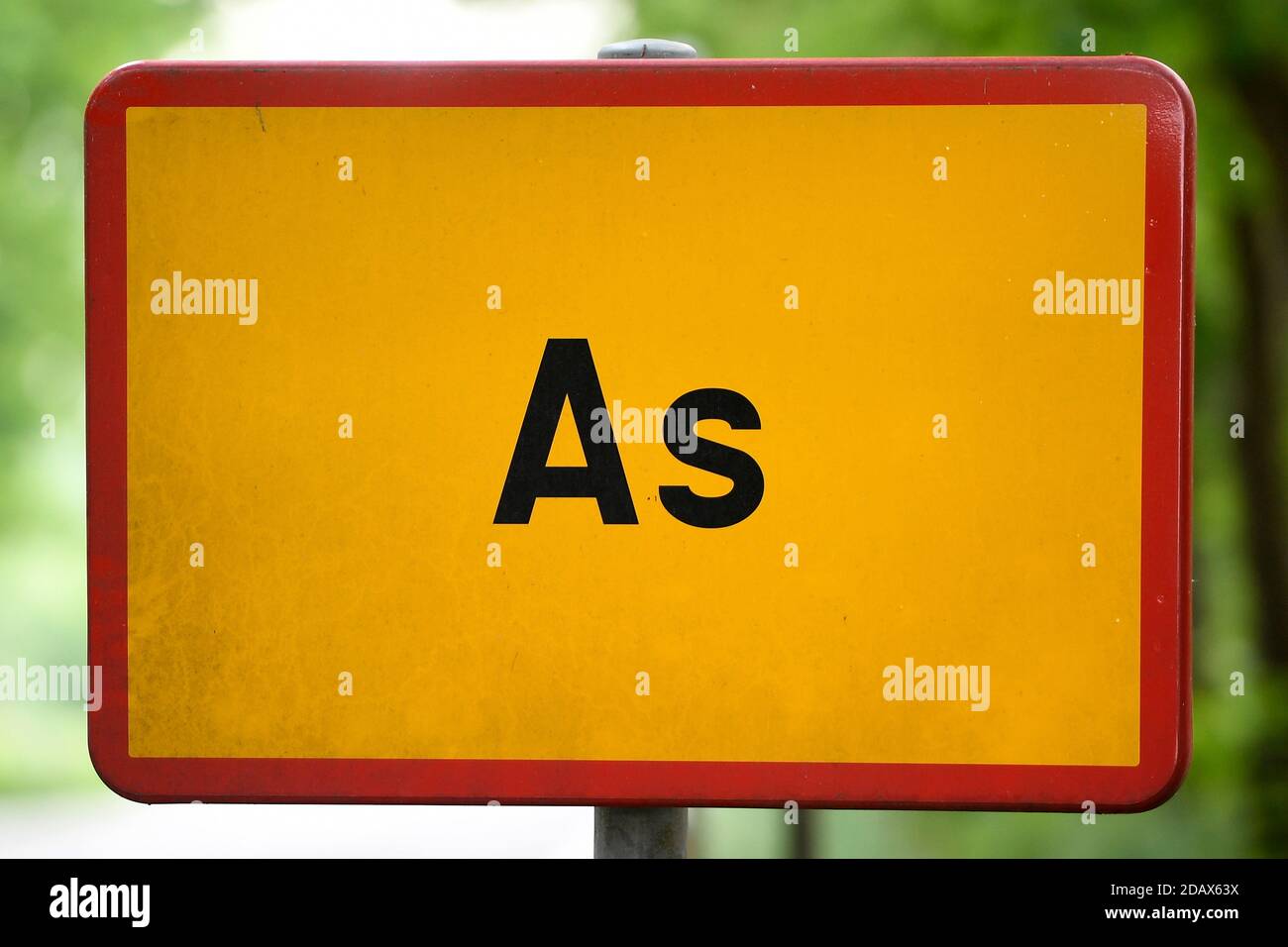 Illustration shows the name of the As municipality on a road sign, Thursday 17 May 2018. BELGA PHOTO YORICK JANSENS Stock Photo