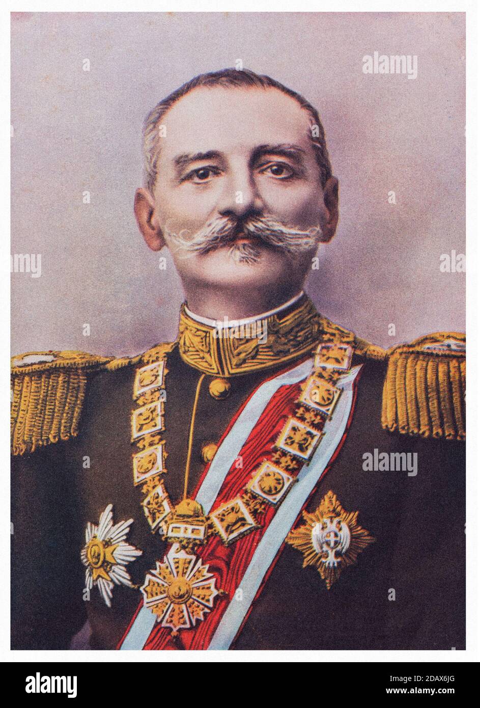 Portrait of Peter I (1844 – 1921) reigned as the last King of Serbia (1903–1918) and as the first King of the Serbs, Croats and Slovenes (1918–1921). Stock Photo