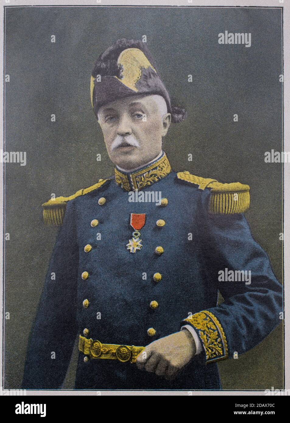 Retro photo of portrait of general Fayolle. Marie Emile Fayolle (1852 – 1928) was a French general during World War I and a diplomat, elevated to the Stock Photo