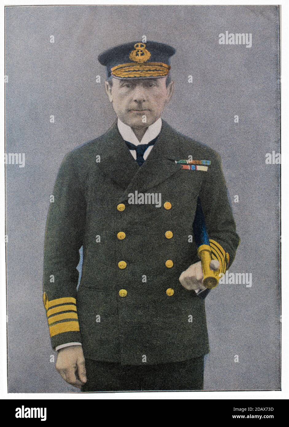 Retro portrait of admiral sir John Jellicoe. Admiral of the Fleet John Rushworth Jellicoe, 1st Earl Jellicoe, (1859 – 1935) was a Royal Navy officer. Stock Photo
