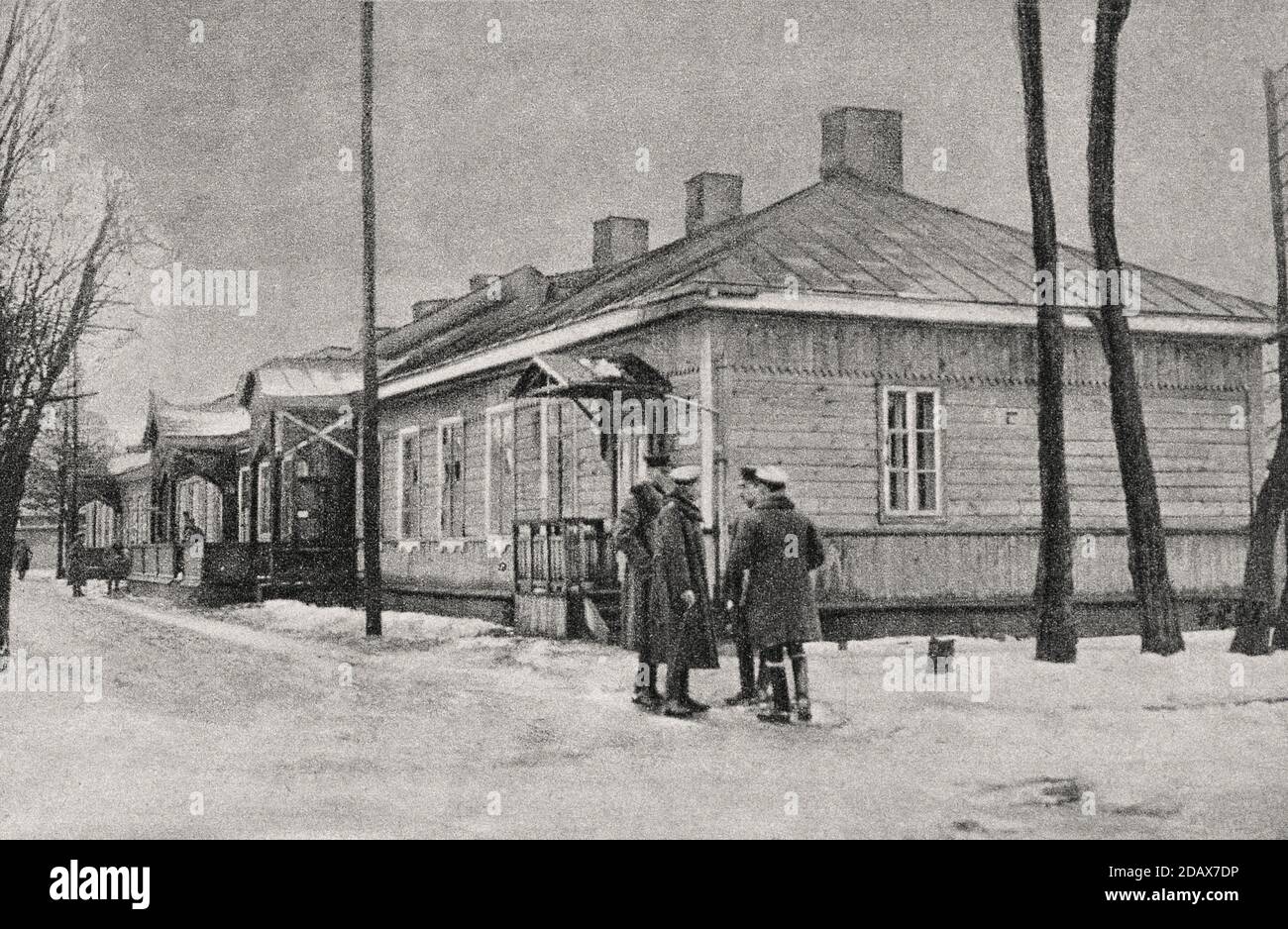 The Truce Negociations at Brest-Litowsk. The building where the negociations are taking place. 1918 Stock Photo