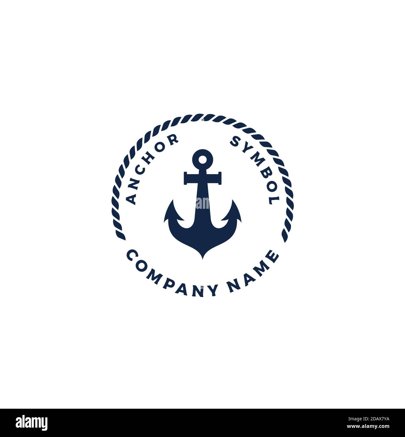 Simple Anchor Silhouette and Rope for Marine Ship Boat logo design