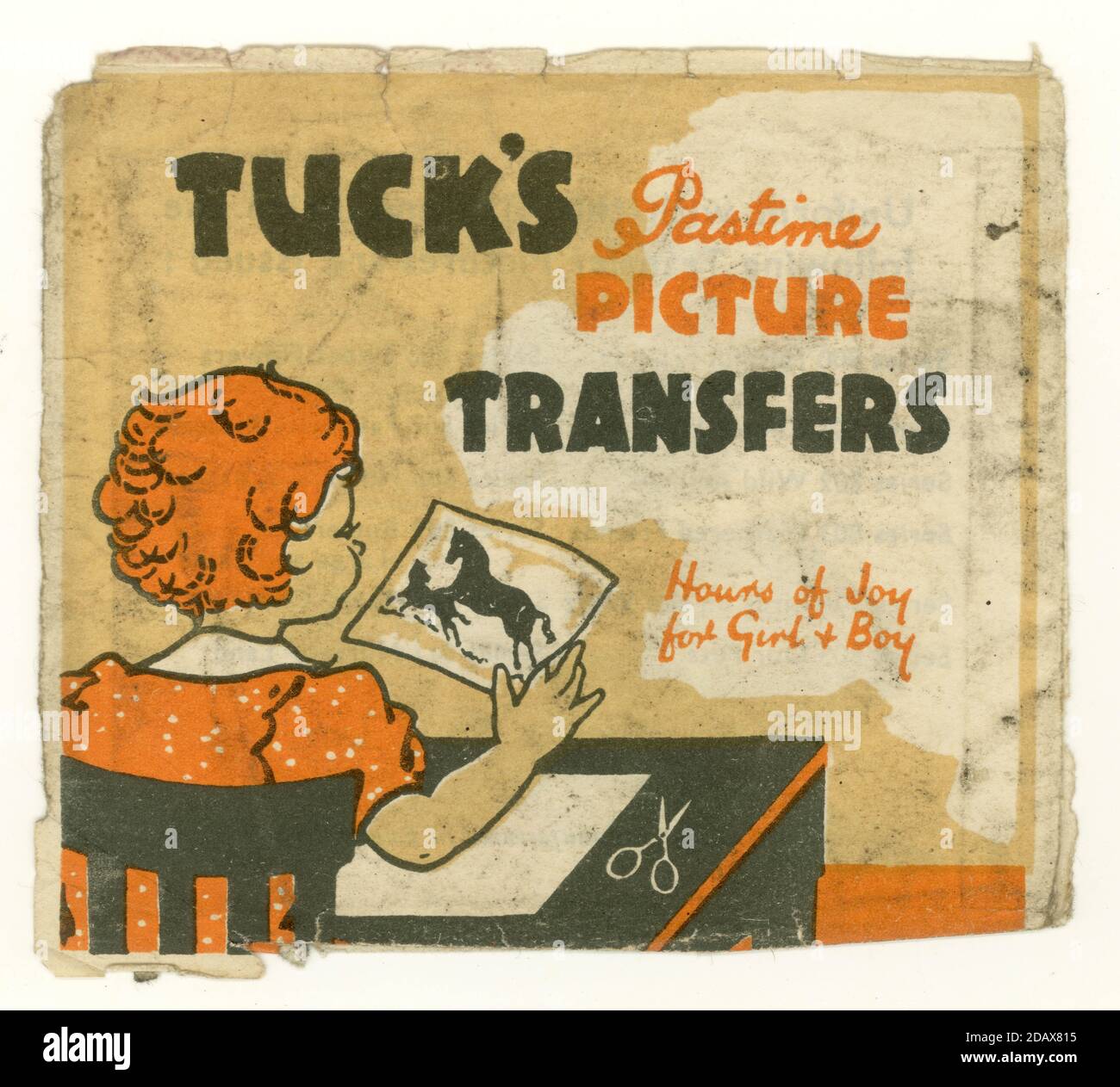 Original early 1900's Tuck's Pastime Picture Transfers for children, circa 1930's, U.K. Stock Photo