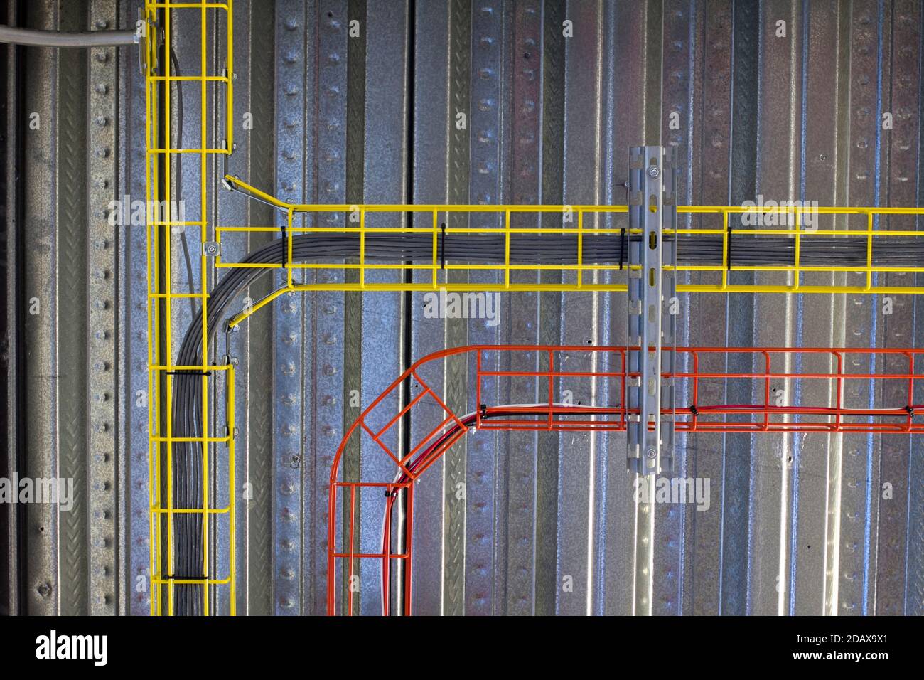 Cable ducting on the roof of a building Stock Photo Alamy