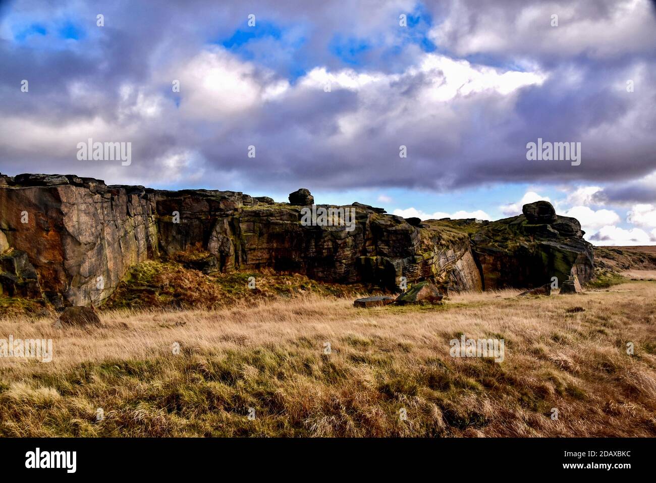 Millstone Grit rocks. Stock Photo