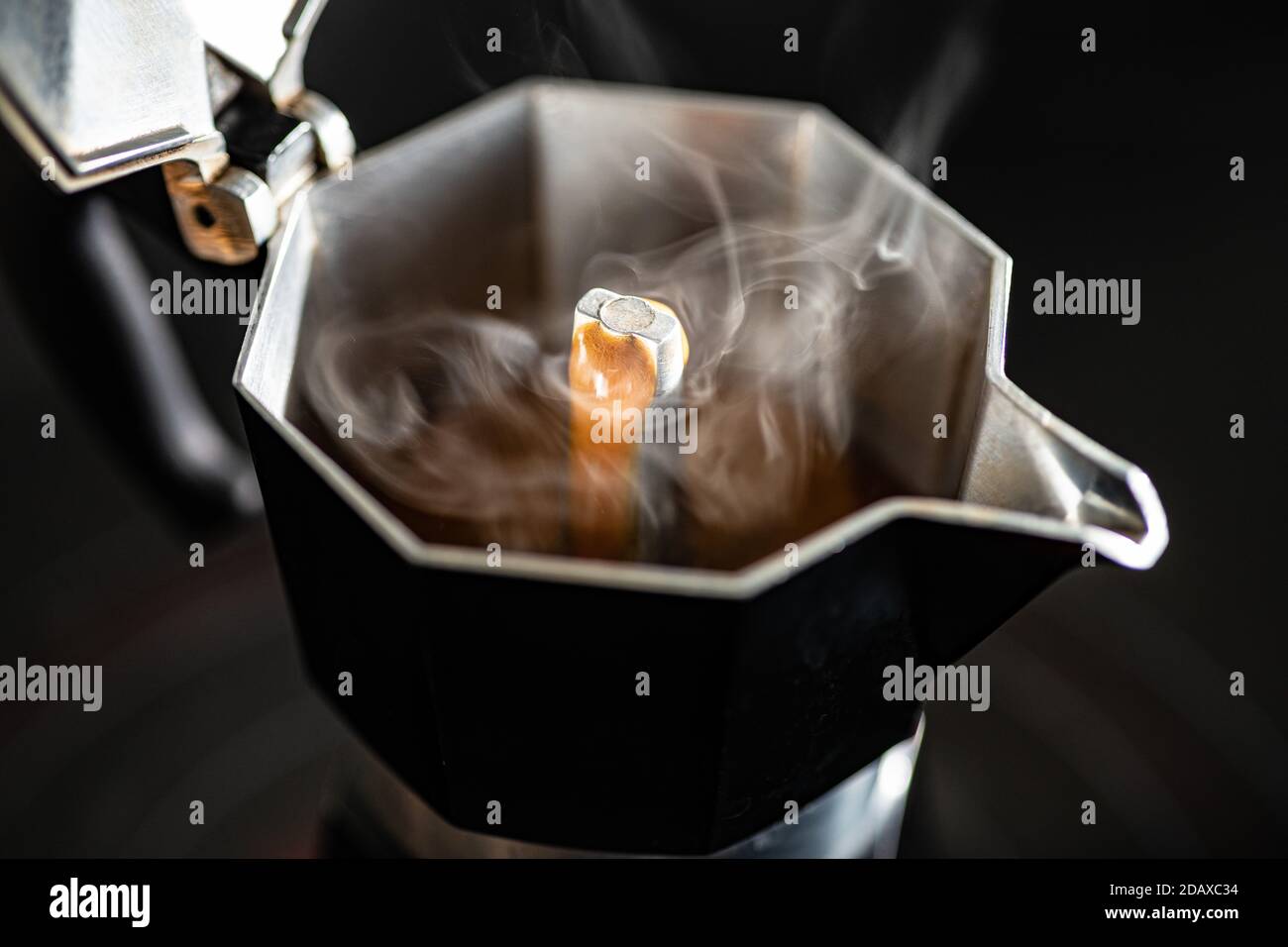 Stove top Moka pot Italian style coffee maker Stock Photo Alamy