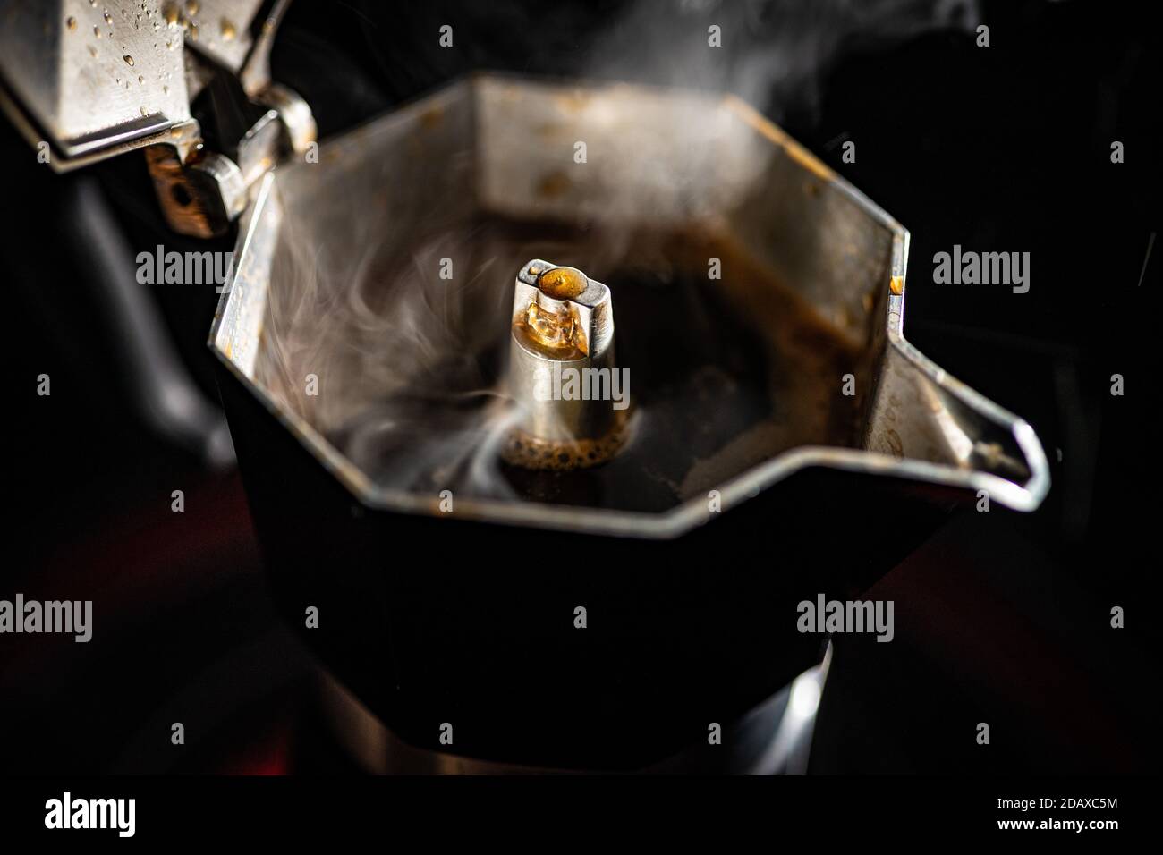 Stove top Moka pot Italian style coffee maker Stock Photo Alamy