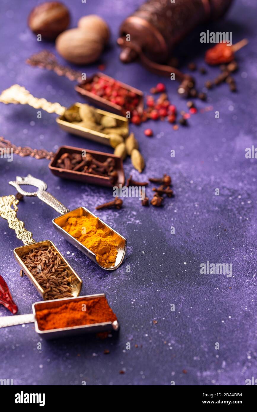 Different Asian or Indian spices Stock Photo
