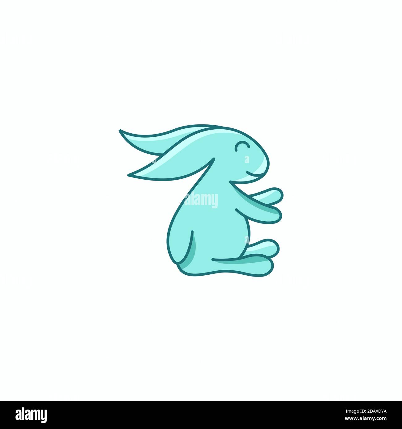 Vector illustration cartoon cute blue rabbit, suitable for logo design Stock Vector
