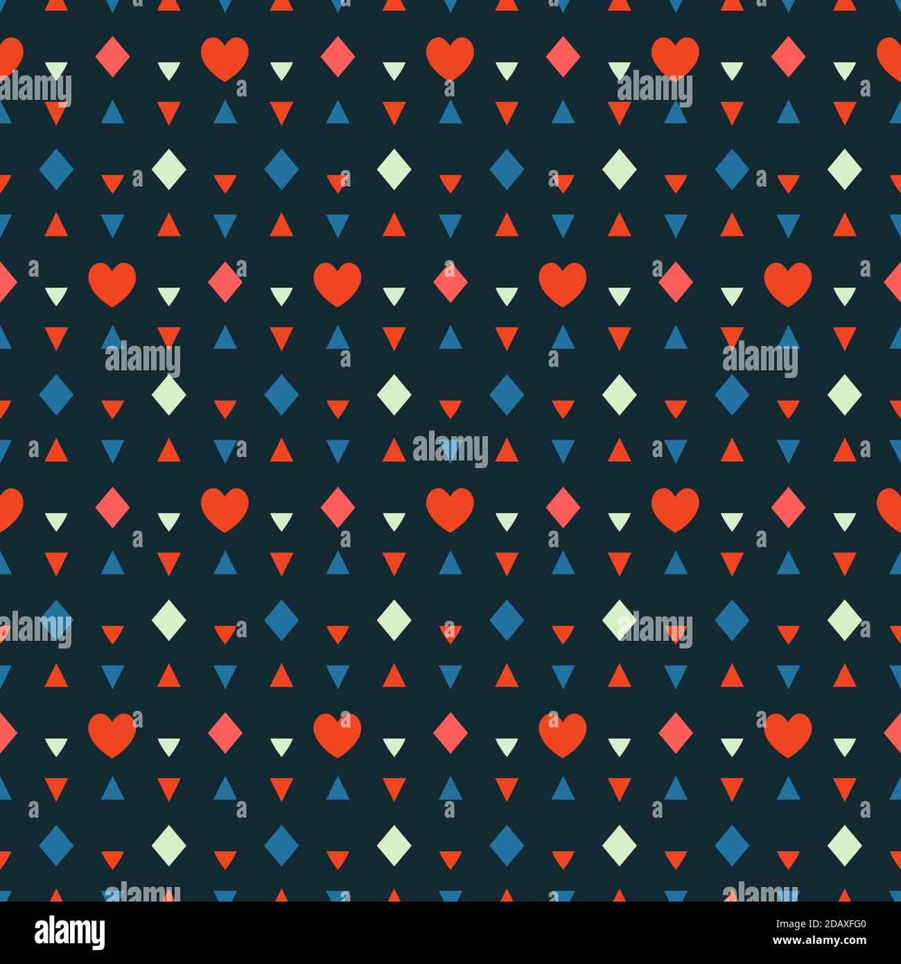 Seamless geometric pattern with hearts. Vector repeating texture stock ...