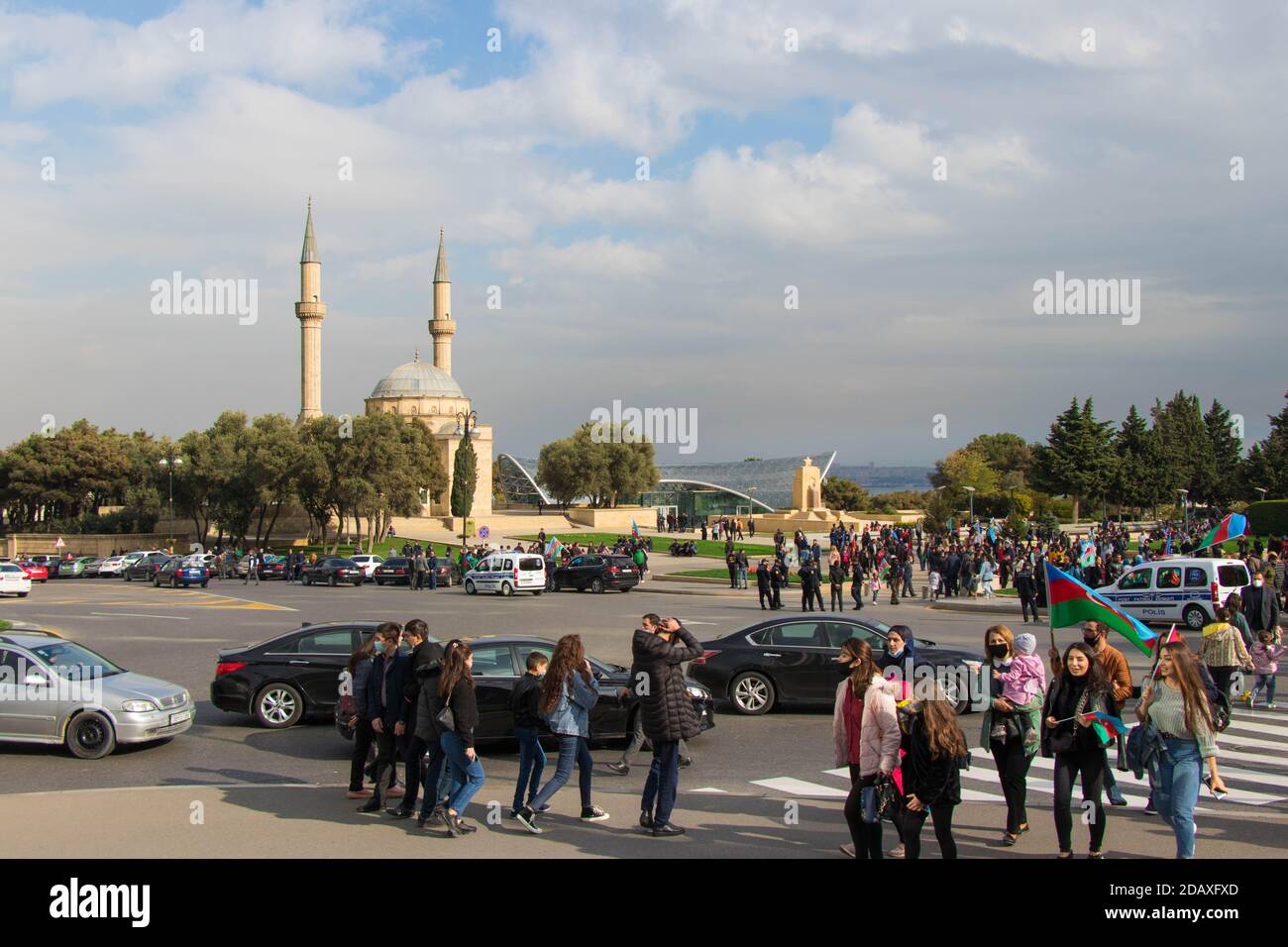 Baku - Azerbaijan: 10 November 2020. People celebrate victory day in Baku. Stock Photo