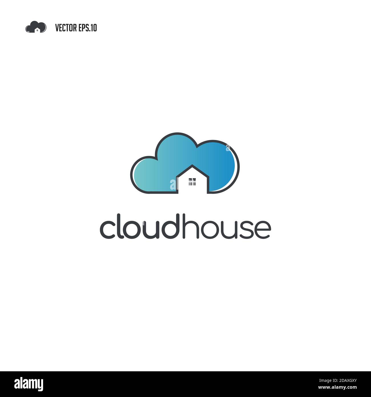 cloud computing with house logo design Stock Vector