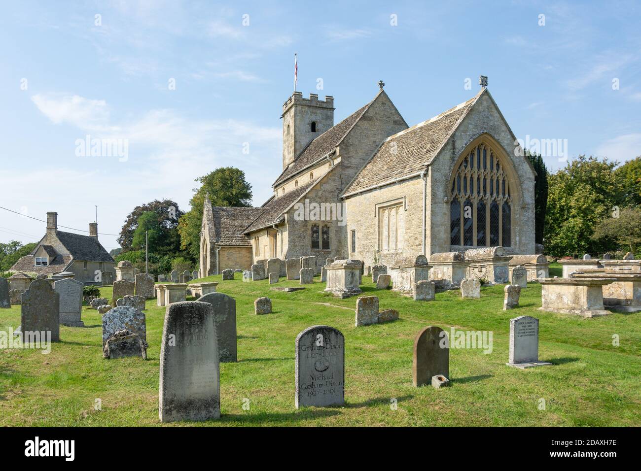 St Mary's Church, Pebble Court, Swinbrook, Oxfordshire, England, United Kingdom Stock Photo