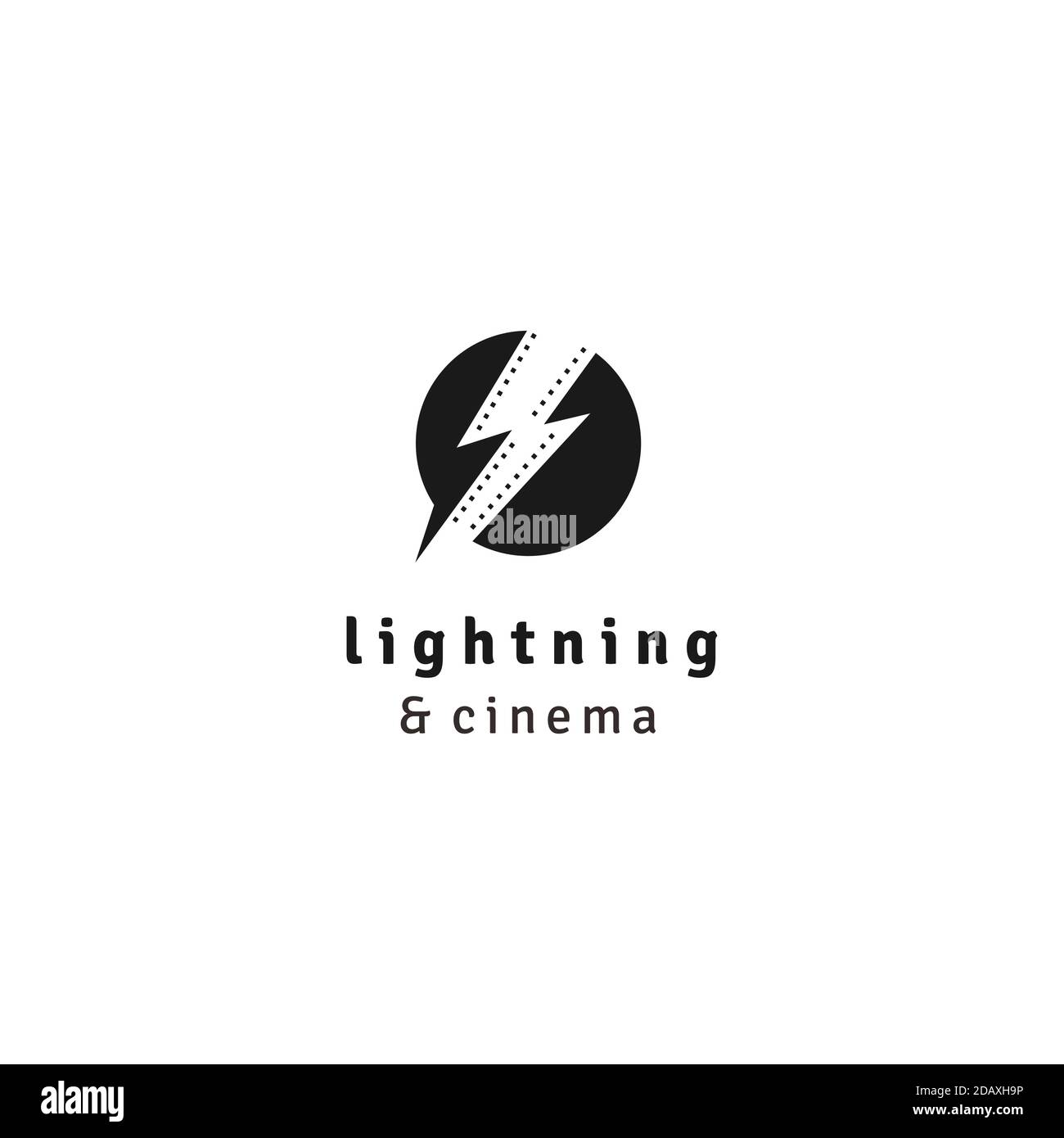 Lightning Film Strip With Circle Logo design Stock Vector