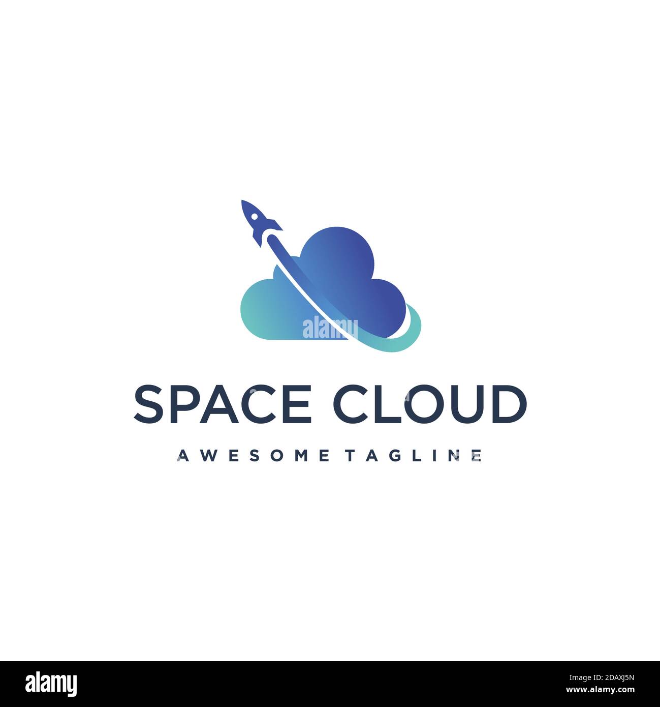 cloud computing with rocket logo design Stock Vector