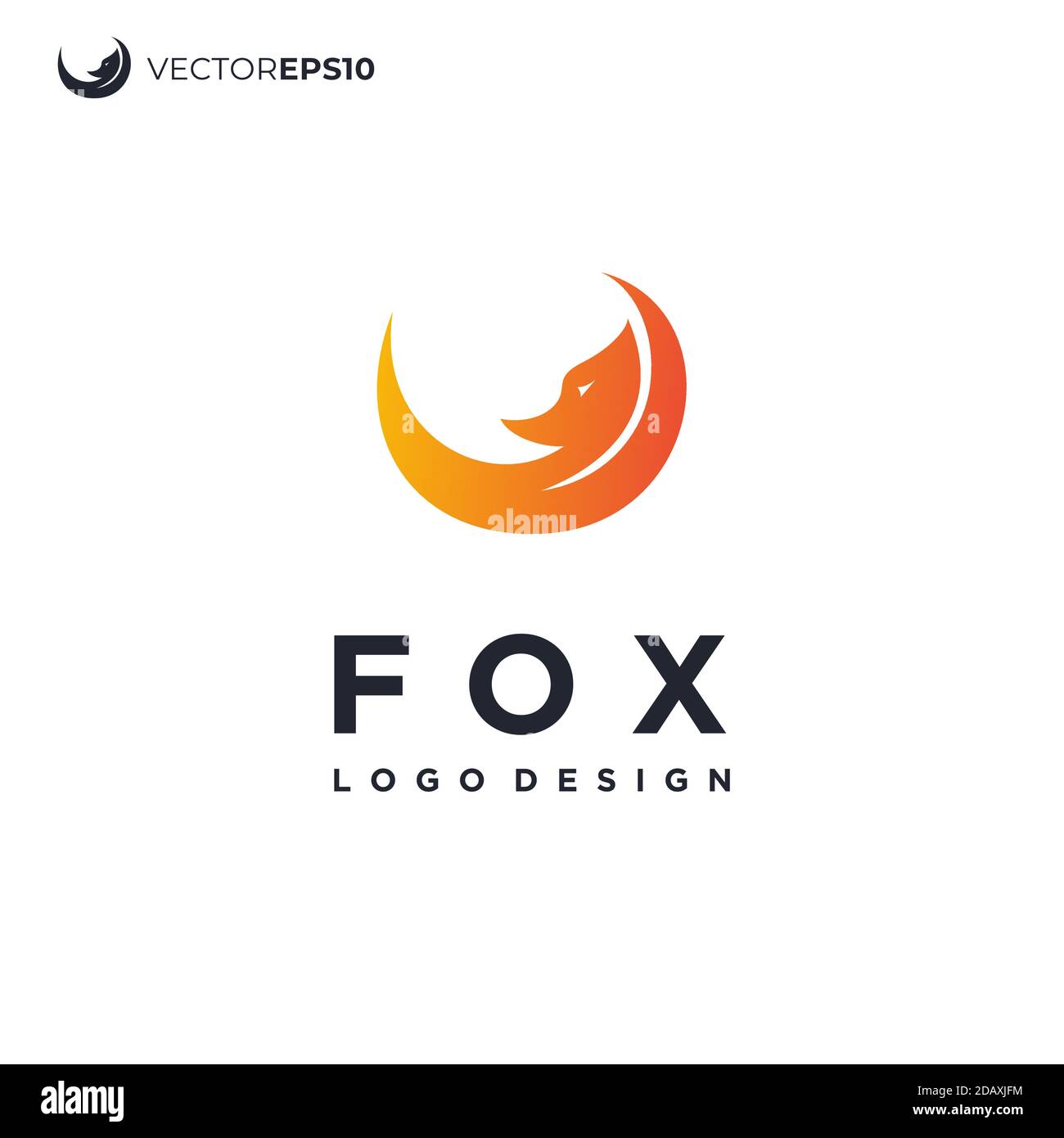 Simple Fox and Moonlight Logo Design Stock Vector
