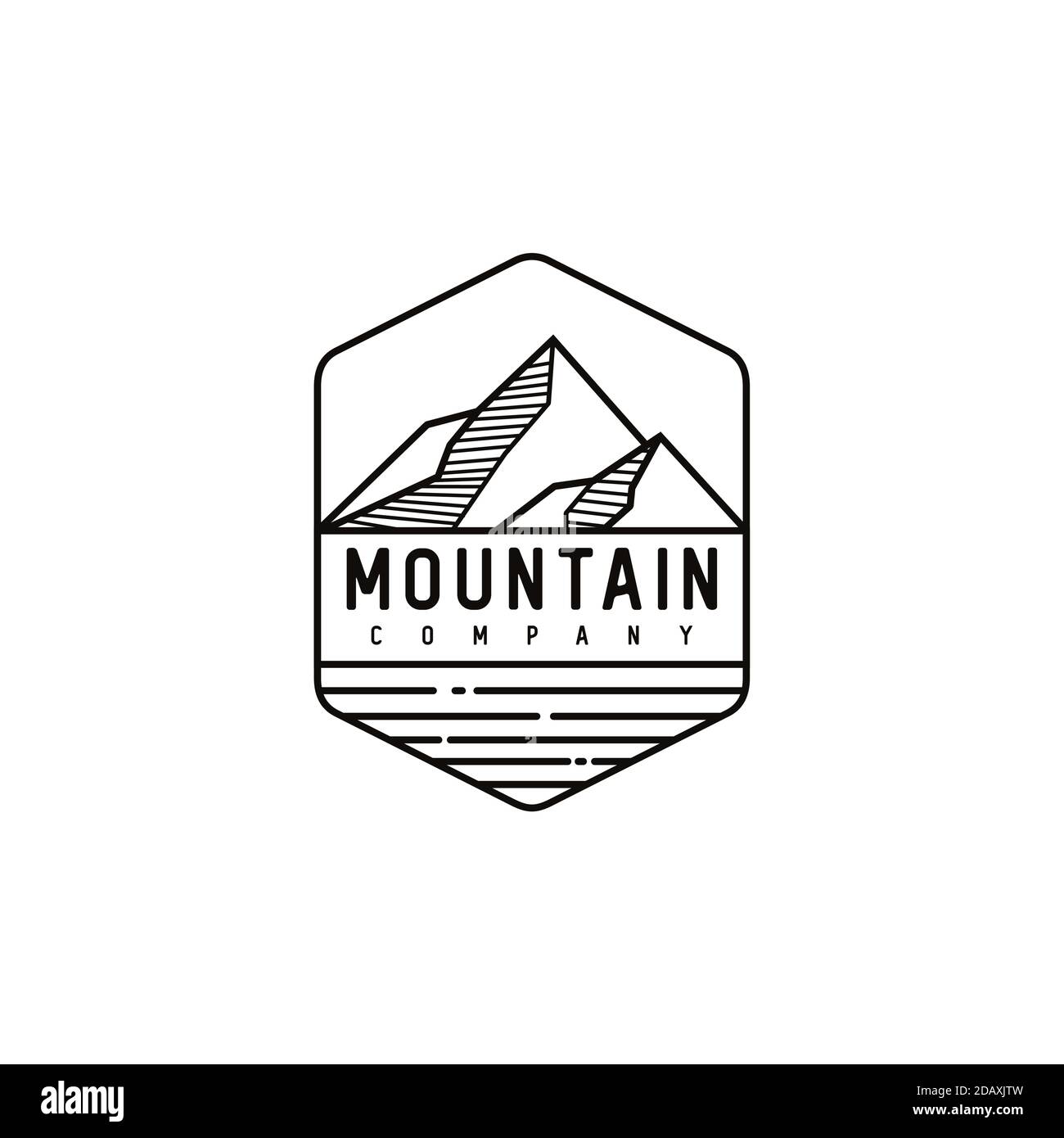 Retro Vintage Line art Mountain Sea Adventure Hipster Emblem Logo ...