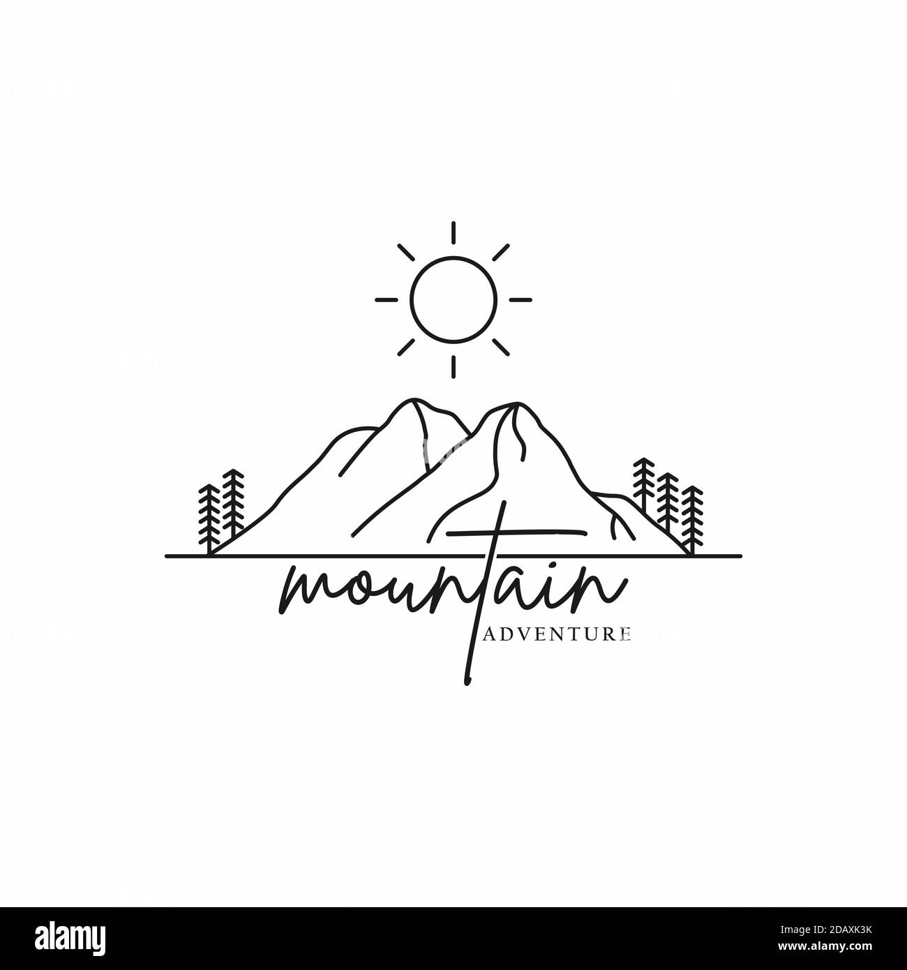 Landscape minimalist line art mountain logo design Stock Vector Image ...