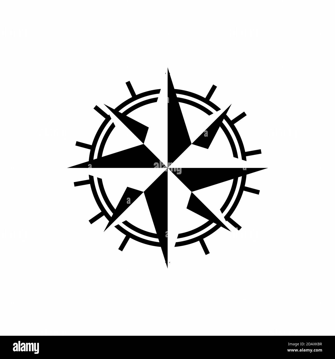 Compass illustration with mono line style logo design Stock Vector