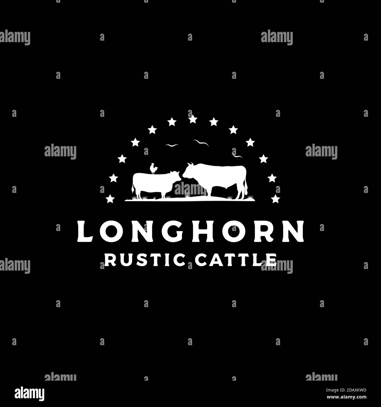 Retro Vintage Livestock Cattle Angus Beef logo design vector Stock Vector
