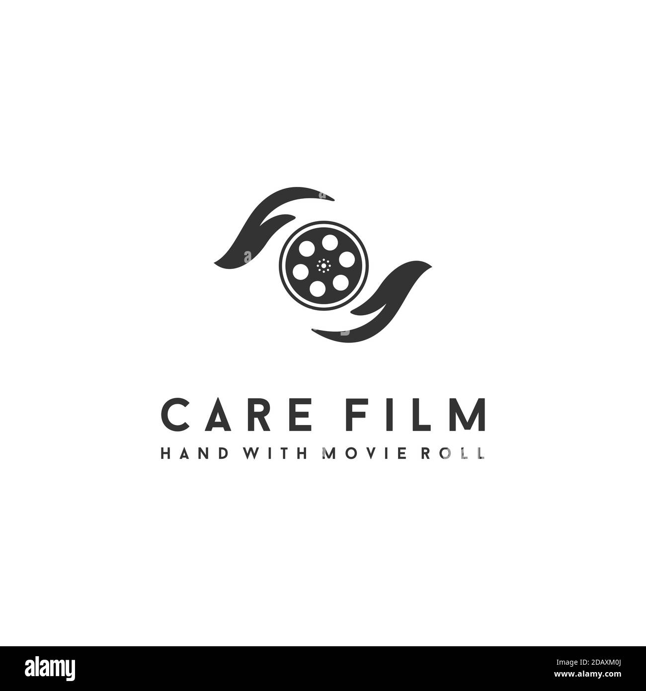 hand care with film reel for movie / cinema logo design Stock