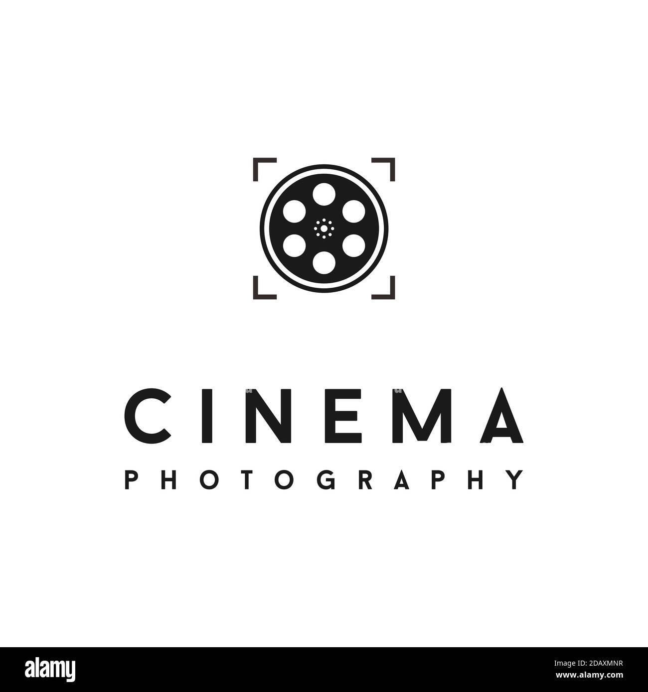 Film Reel, Focus Lens for Cinema Video Photo logo design inspiration Stock Vector