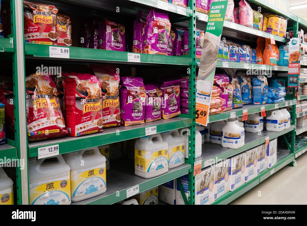 pet products on supermarket shelves Stock Photo Alamy