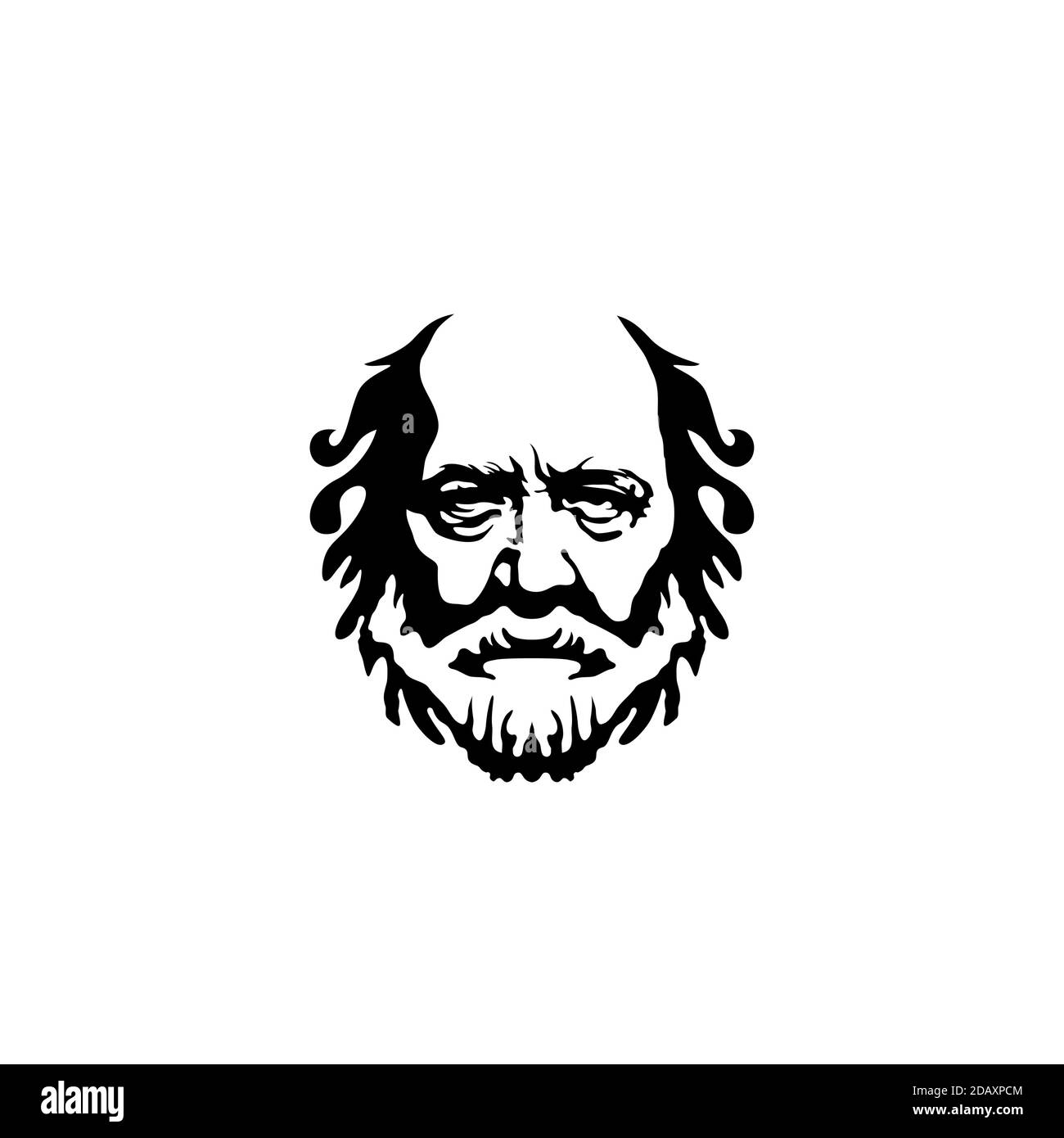 Vintage Hipster greek philosopher old man, hairstyle bald, beard and  mustache logo design Stock Vector Image & Art - Alamy