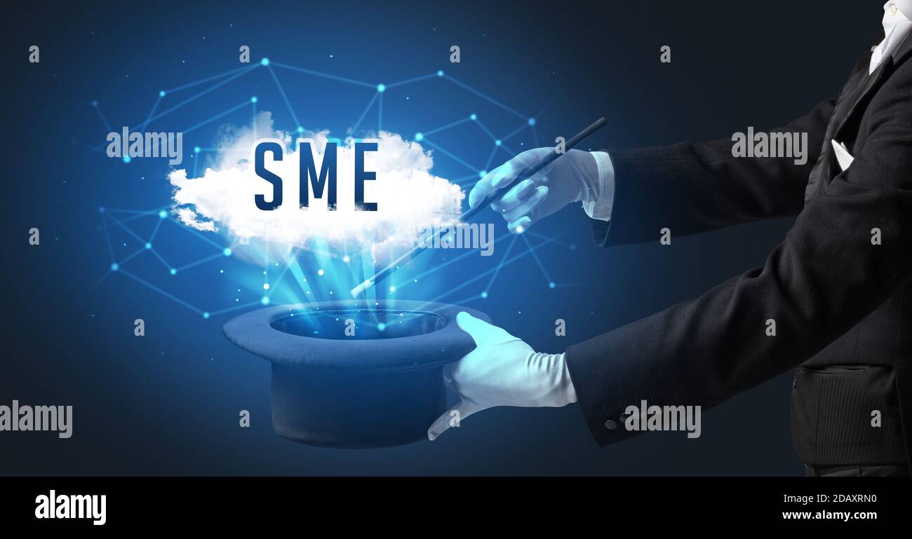 Magician Is Showing Magic Trick With SME Abbreviation Modern Tech magician-is-showing-magic-trick-with-sme-abbreviation-modern-tech
