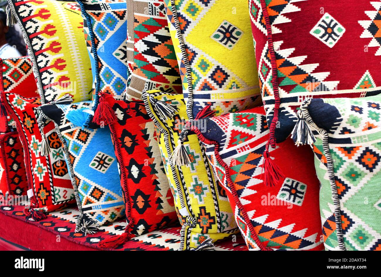 Traditional oriental carpets in Wakif souk in Doha Qatar Stock Photo