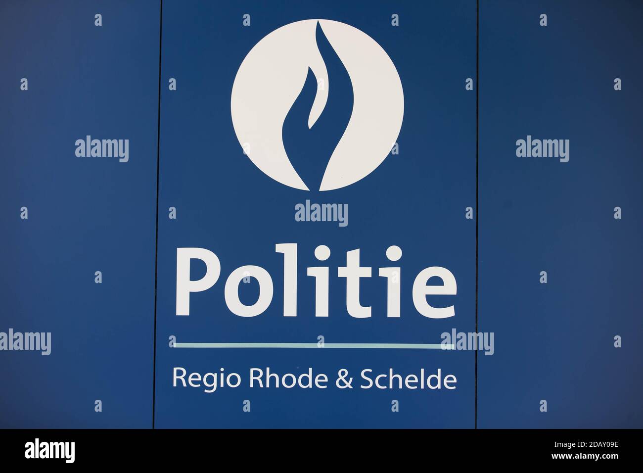 Illustration picture shows the Rhode and Schelde police region logo, Saturday 02 May 2020, in Melle. BELGA PHOTO NICOLAS MAETERLINCK Stock Photo